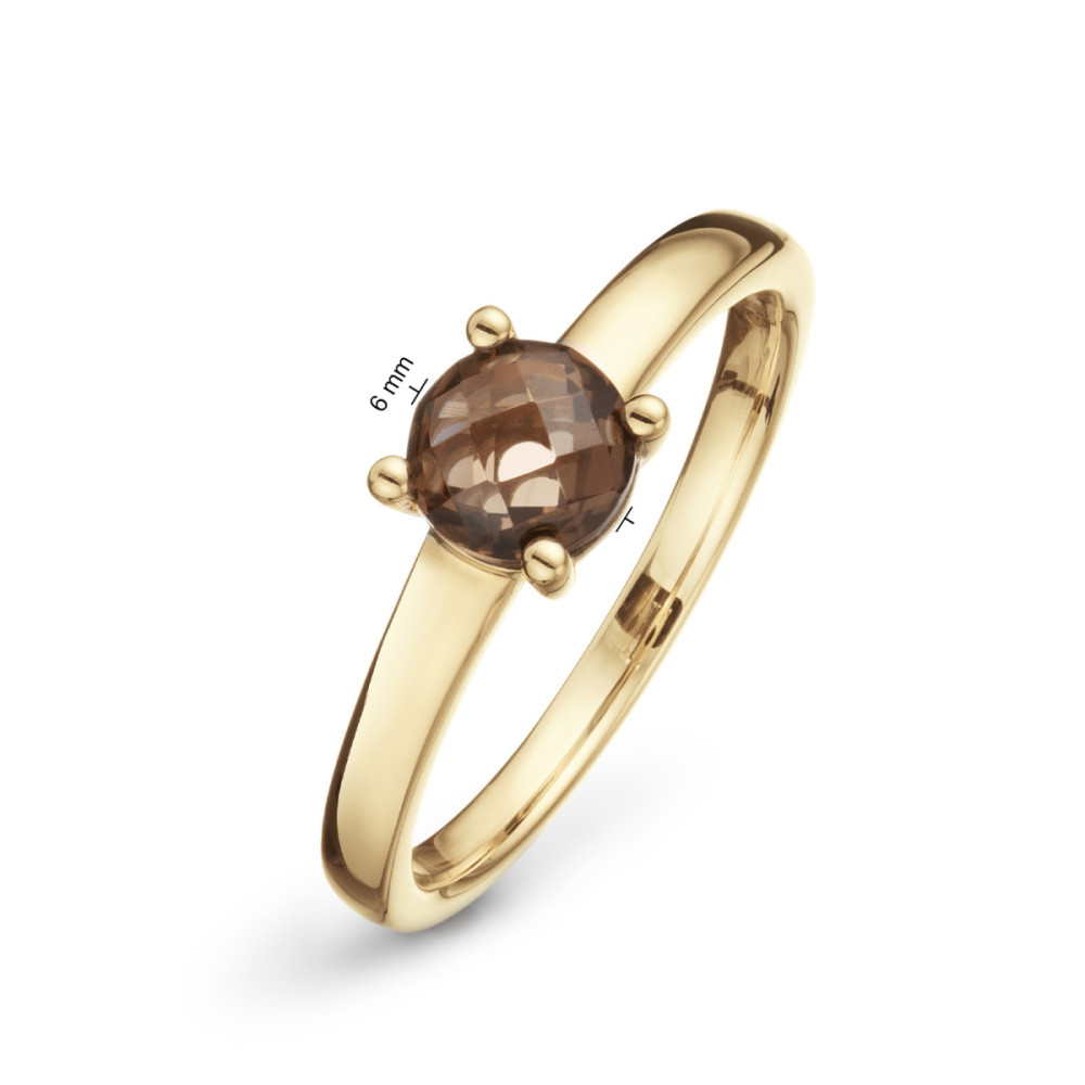 glow-2142303-solitair-ring-rookkwarts-14-karaat-goud-6-mm-breedte