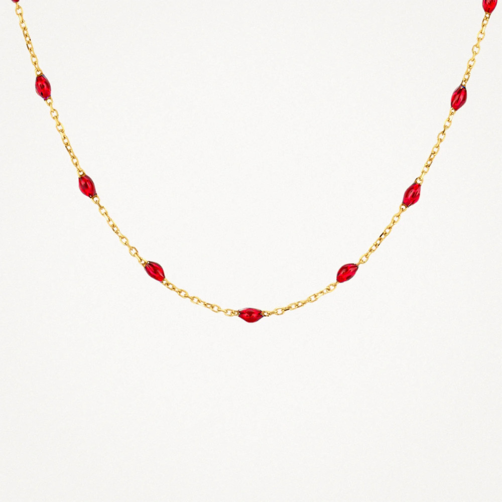 blush-3162yrr-ketting-rode-resin-stenen-goud-glanzend-0-7-mm-breedte-lengte-42-cm