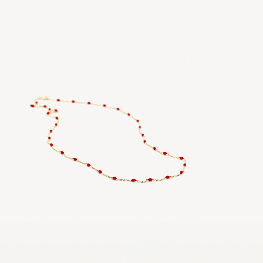 blush-3162yrr-ketting-rode-resin-stenen-goud-glanzend-0-7-mm-breedte-lengte-42-cm
