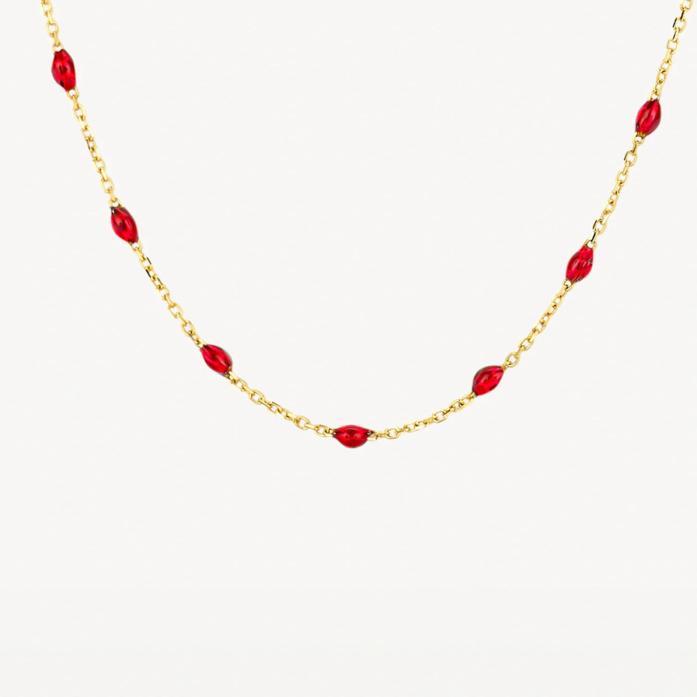 blush-3162yrr-ketting-rode-resin-stenen-goud-glanzend-0-7-mm-breedte-lengte-42-cm