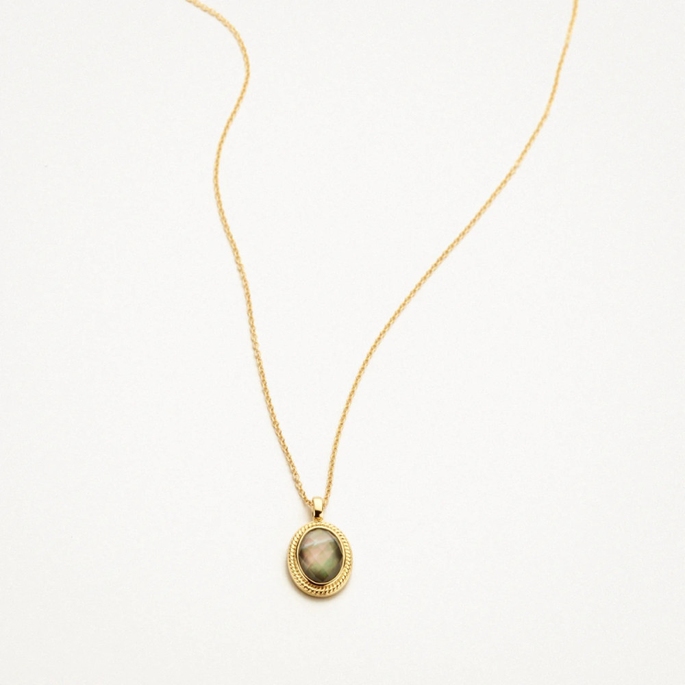 blush-3169ybq-ketting-14k-goud-ovale-hanger-parelmoer-bergkristal-9x11-mm-lengte-42-cm