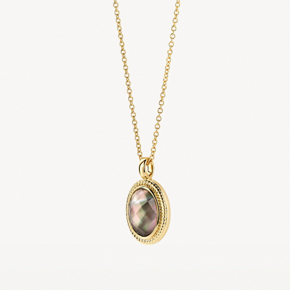 blush-3169ybq-ketting-14k-goud-ovale-hanger-parelmoer-bergkristal-9x11-mm-lengte-42-cm