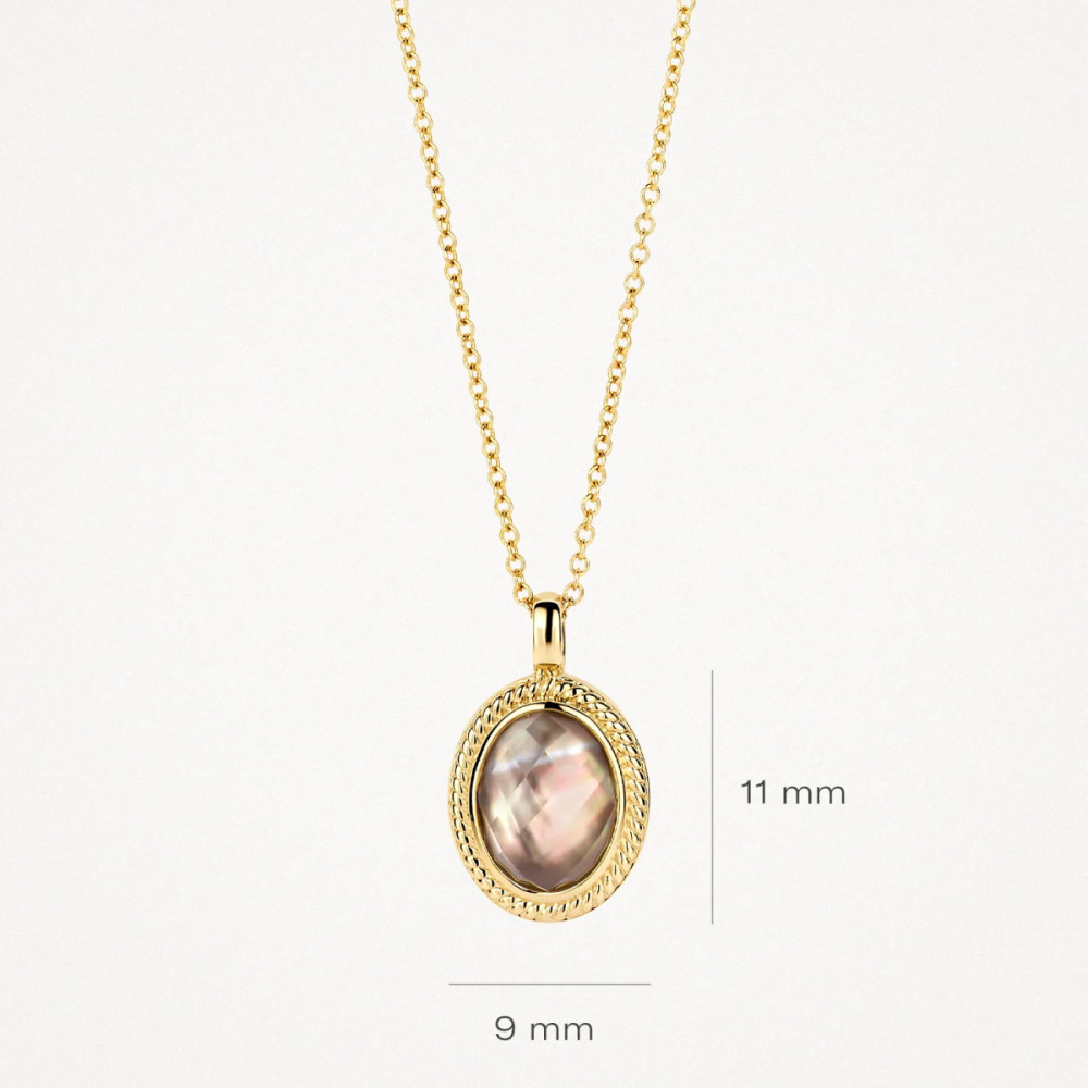 blush-3169ybq-ketting-14k-goud-ovale-hanger-parelmoer-bergkristal-9x11-mm-lengte-42-cm