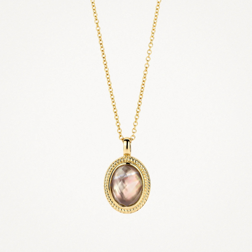 blush-3169ybq-ketting-14k-goud-ovale-hanger-parelmoer-bergkristal-9x11-mm-lengte-42-cm