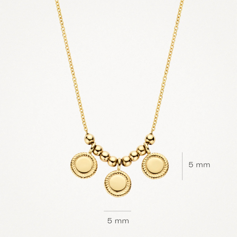 blush-3171ygo-ketting-met-hanger-drie-bewerkte-rondjes-goud-5-mm-lengte-42-cm