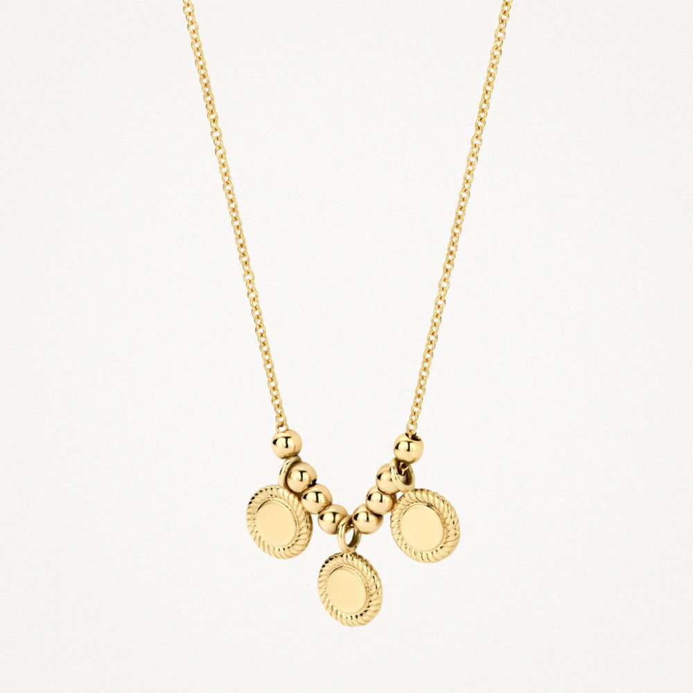 blush-3171ygo-ketting-met-hanger-drie-bewerkte-rondjes-goud-5-mm-lengte-42-cm