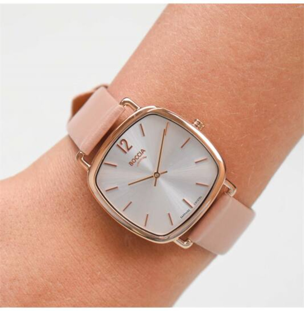 boccia-titanium-3334-04-rosegoudkleurige-dameshorloge-met-witte-wijzerplaat-en-roze-leren-band-diameter-33-mm