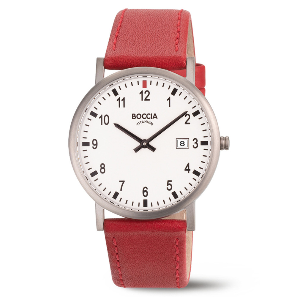 boccia-titanium-3679-02-herenhorloge-rode-leren-band-witte-wijzerplaat-zwarte-cijfers-titanium-kast-o-37-mm