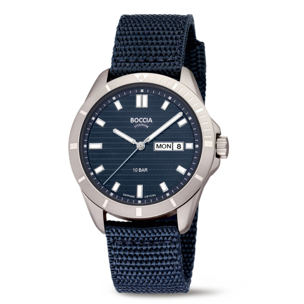 boccia-titanium-3685-01-herenhorloge-blauwe-nylon-band-ronde-titanium-kast-o-40-mm