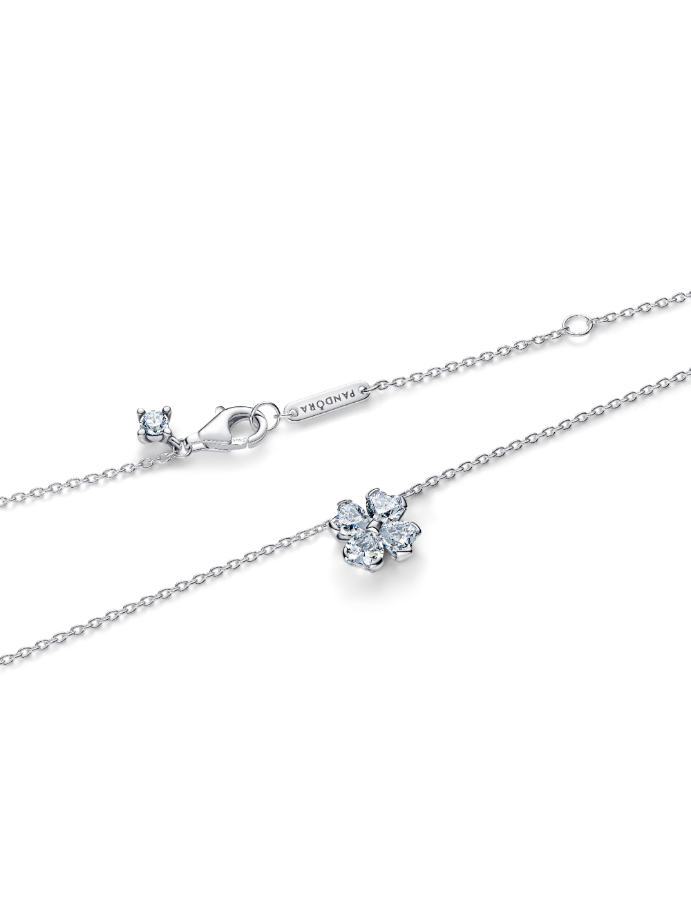 pandora-timeless-394502c01-45-klavertje-vier-ketting-zilver-en-zirkonia-lengte-45-cm