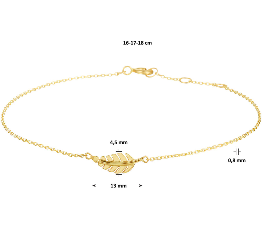 14-karaat-gouden-armband-met-veer-hanger