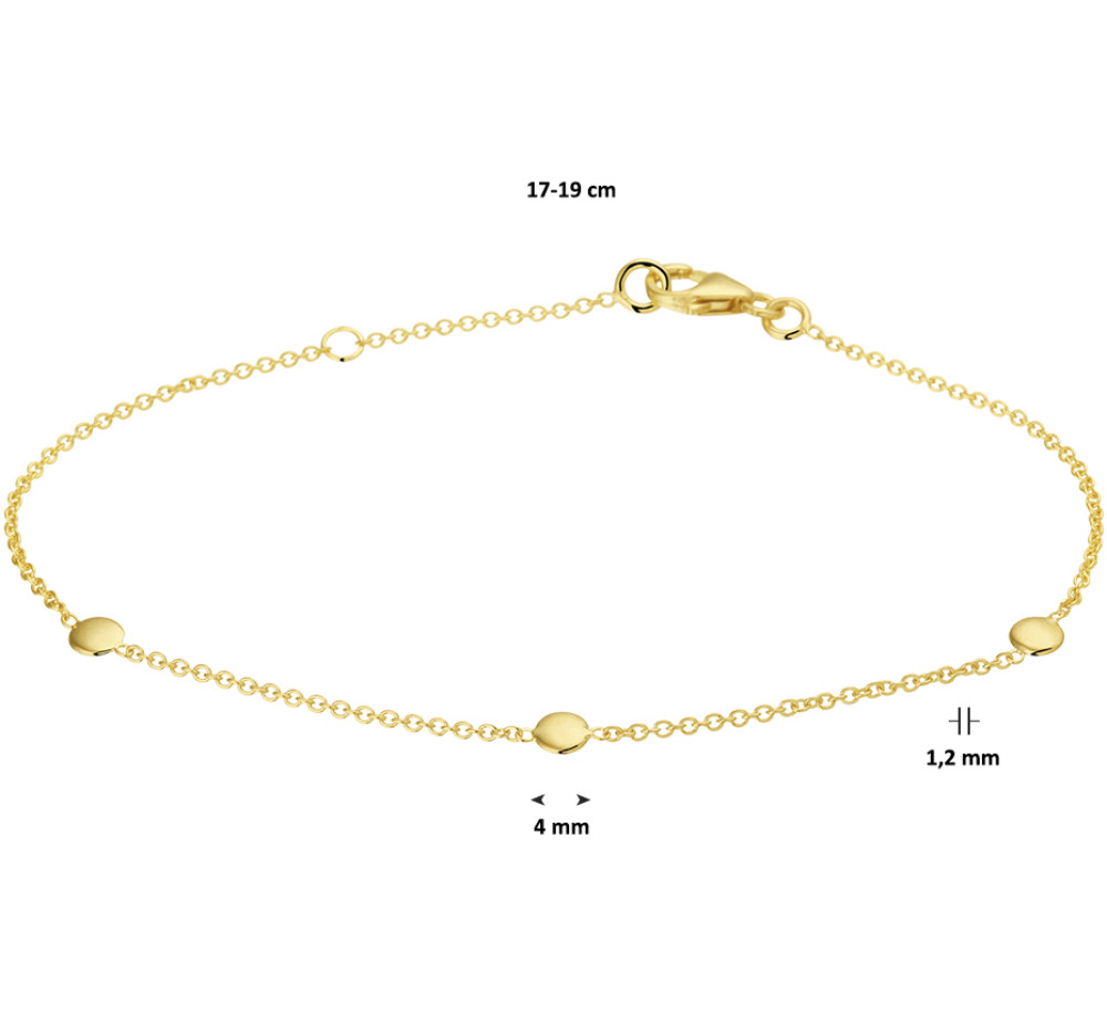 14-karaat-gouden-schakelarmband-met-ronde-hangers-lengte-17-cm-19-cm