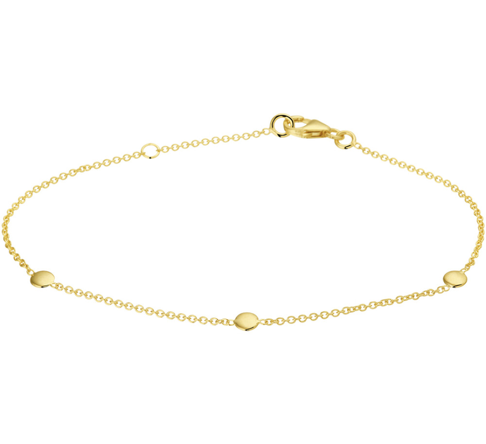 14-karaat-gouden-schakelarmband-met-ronde-hangers-lengte-17-cm-19-cm