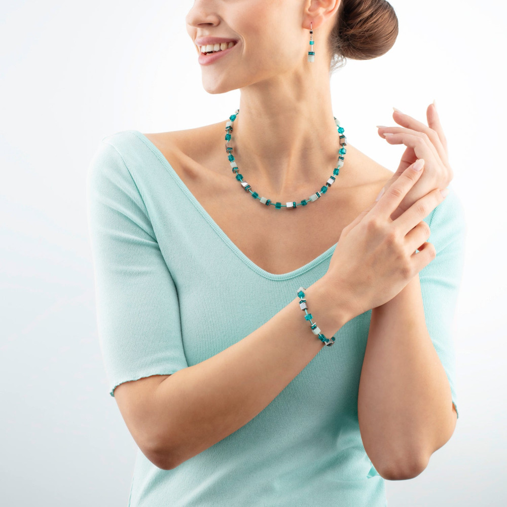 coeur-de-lion-4010-10-0548-geocube-ketting-iconic-precios-blauw-mintgroen-en-zilverkleurig-lengte-42-48-cm