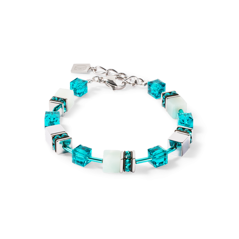coeur-de-lion-4010-30-0548-armband-geocube-iconic-zilverkeurig-mintgroen-en-blauw-lengte-18-21-cm