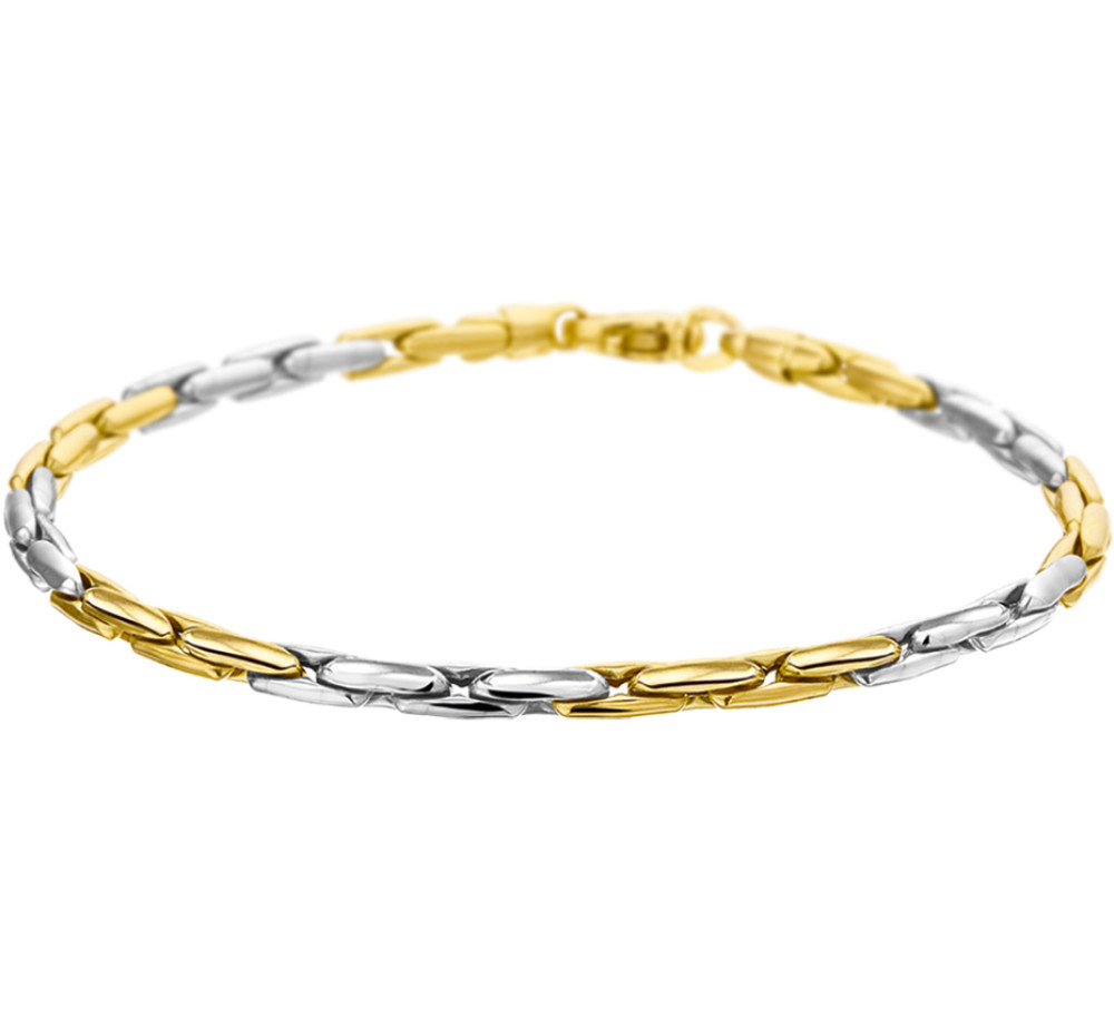 bicolor-14-karaat-gouden-schakelarmband-met-ovale-schakels-3-mm-breed-lengte-19-cm