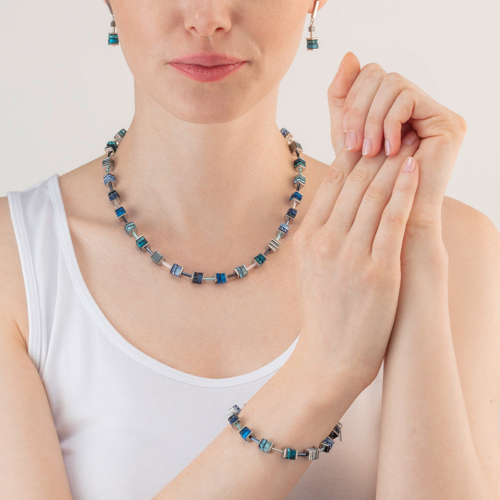 coeur-de-lion-geocube-4509-10-0700-blauwe-ketting-met-hematiet-en-strass-lengte-verstelbaar