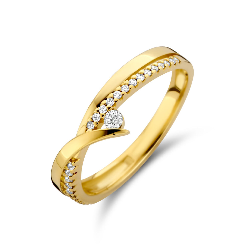 14-karaat-gouden-pave-crossoverring-met-solitaire-diamant-en-pavesteentjes