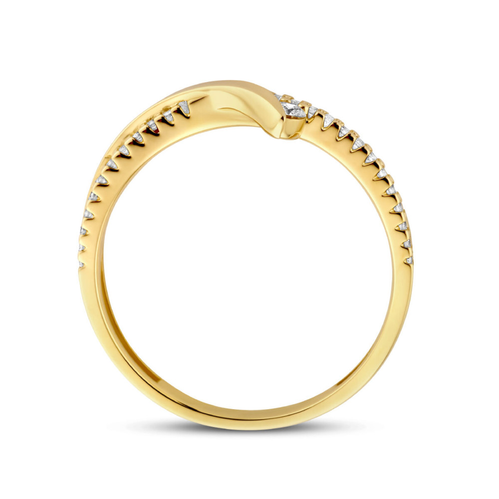 14-karaat-gouden-pave-crossoverring-met-solitaire-diamant-en-pavesteentjes