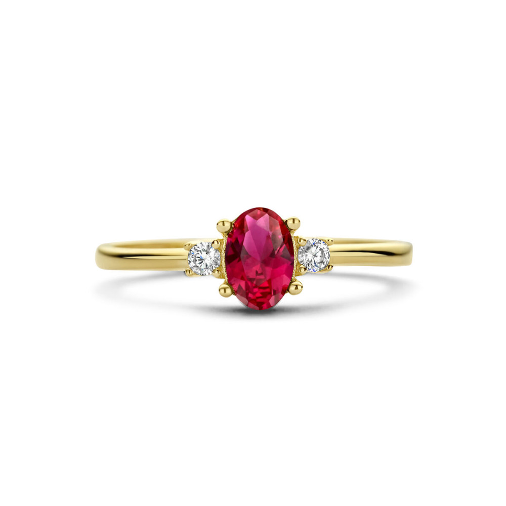 14-karaat-gouden-solitair-ring-met-ovale-roze-zirkonia-en-zijstenen