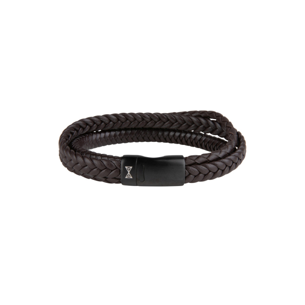 aze-jewels-adventure-az-bl002-c-armband-leer-staal-donkerbruin-zwart-11-mm-breedte