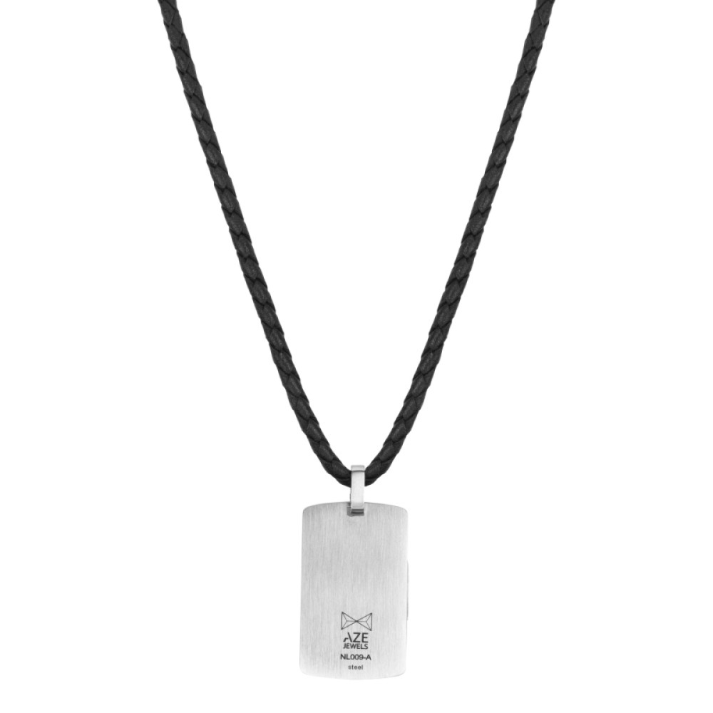 aze-jewels-ferro-az-nl009-a-050-ketting-rechthoekige-hanger-zilverkleurig-staal-leer-3-mm-breedte-lengte-50-cm