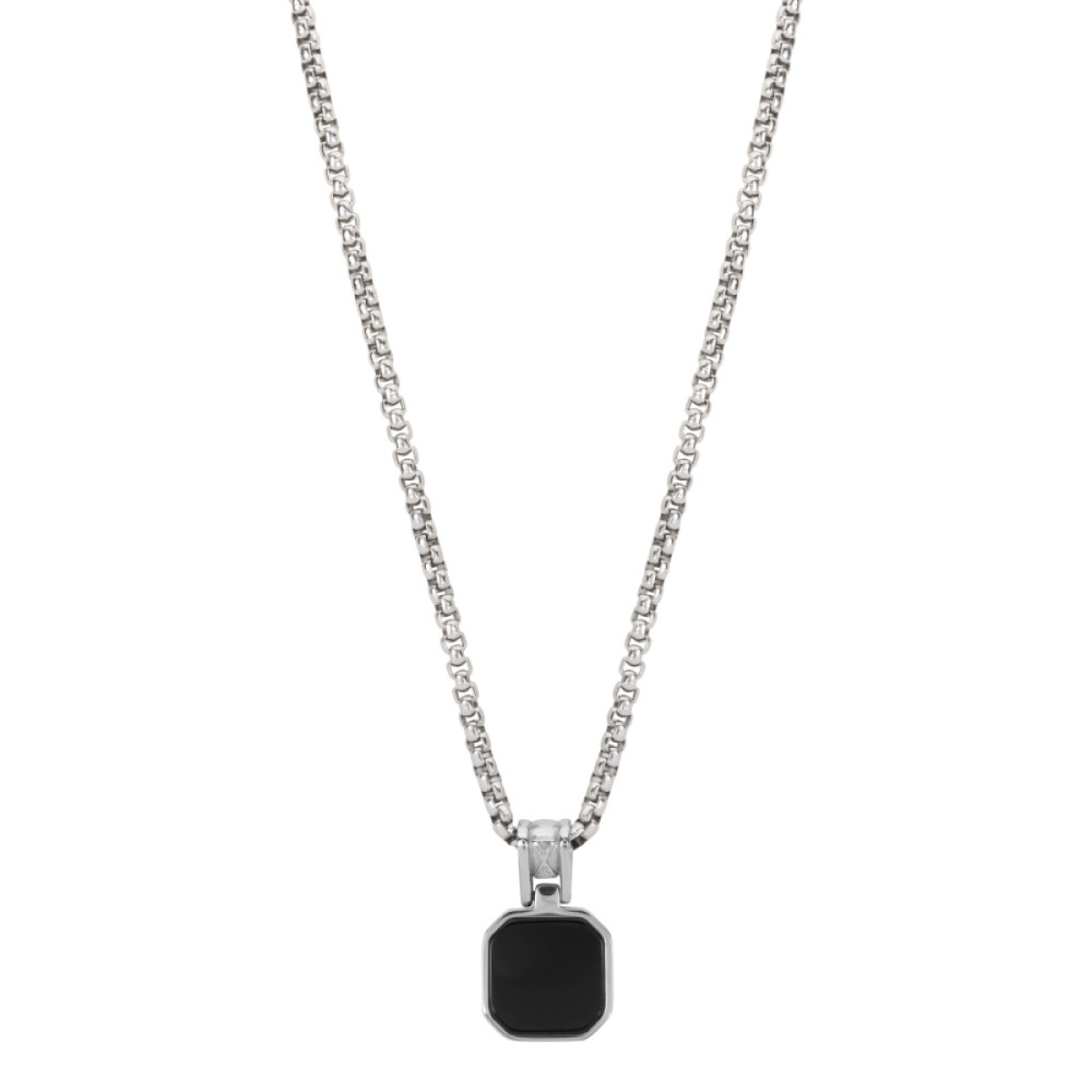 aze-jewels-ferro-az-nl010-a-ketting-zilverkleurig-zeshoekige-hanger-zwarte-steen-lengte-50-60-cm