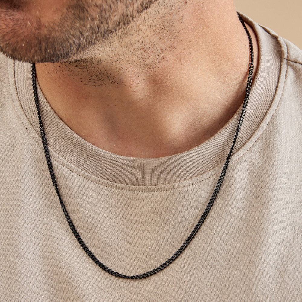 aze-jewels-ferro-az-nl016-b-zwarte-gourmet-schakelketting-staal-glanzend-3-mm-breedte-lengte-60-cm