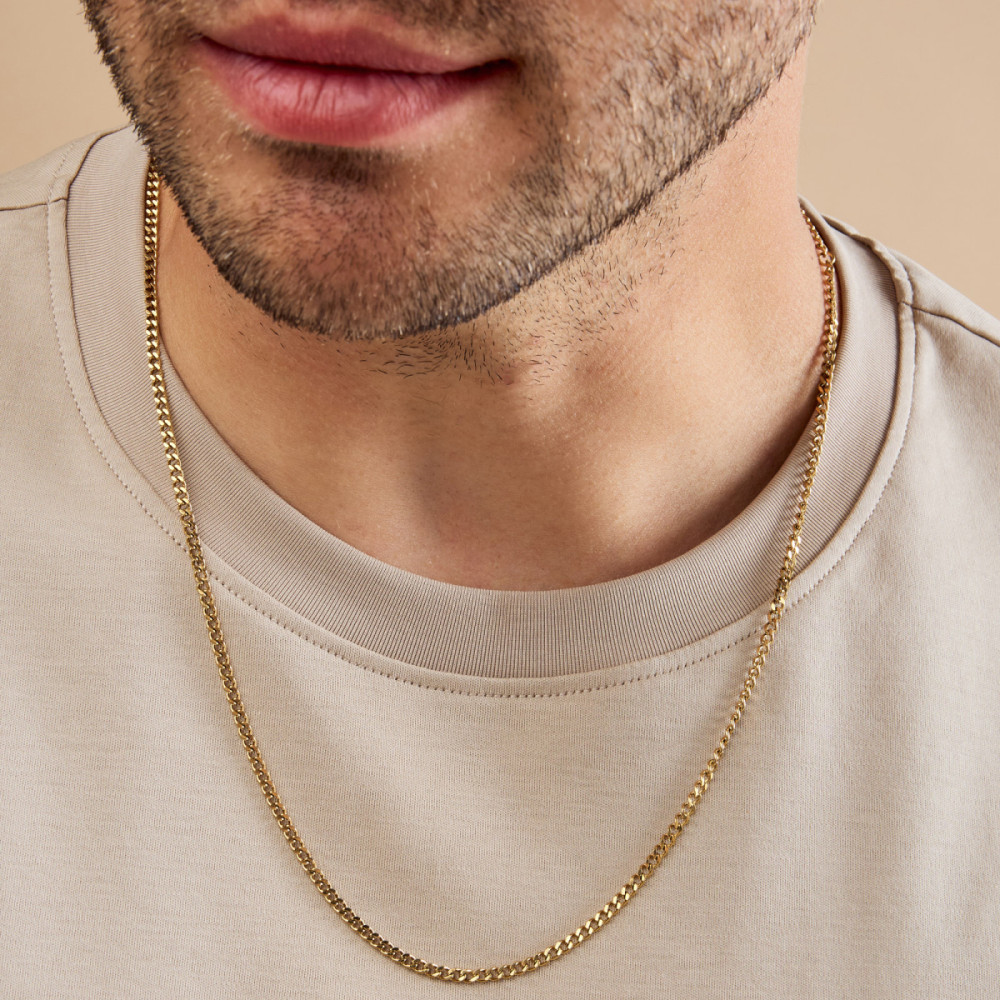 aze-jewels-ferro-az-nl016-c-schakelketting-gourmet-goudkleurig-staal-glanzend-3-mm-breedte-lengte-60-cm