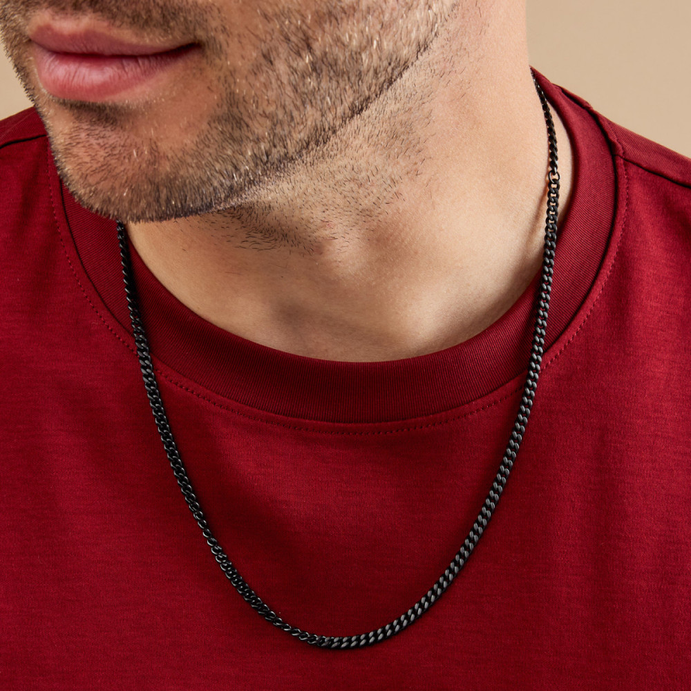 aze-jewels-ferro-az-nl017-b-schakelketting-gourmet-zwart-staal-glanzend-4-mm-breedte-lengte-60-cm
