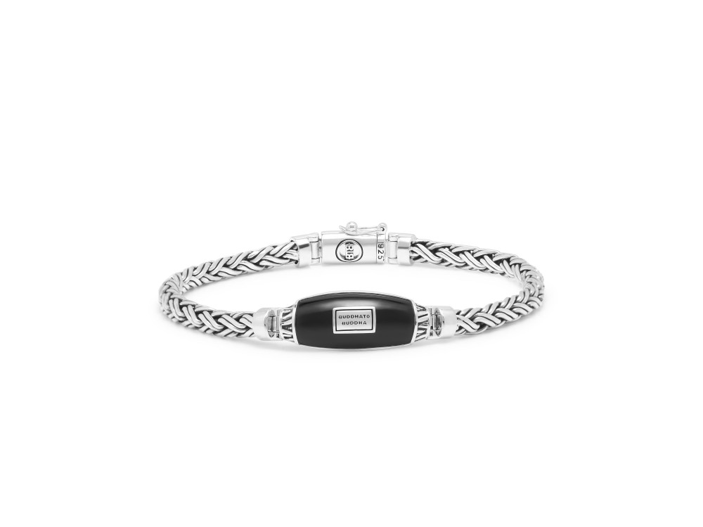 buddha-to-buddha-j171-katja-xs-black-onyx-zilveren-vossenstaart-armband-met-gravure-optie-en-zwarte-accenten