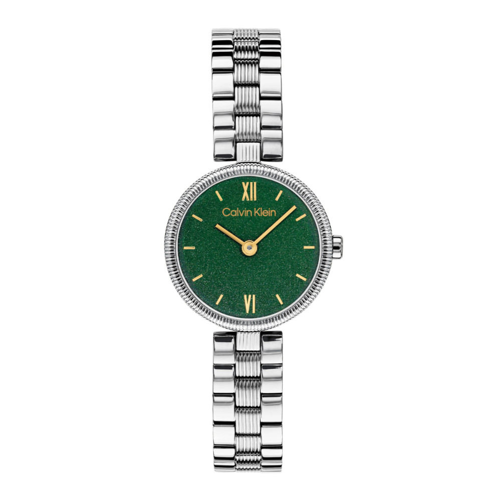 calvin-klein-gleam-ck25100224-dameshorloge-zilverkleurig-staal-groene-wijzerplaat-24-mm