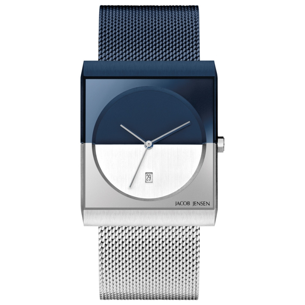 jacob-jensen-classic-517-unisex-horloge-met-blauwe-wijzerplaat-en-zeshoekige-kroon