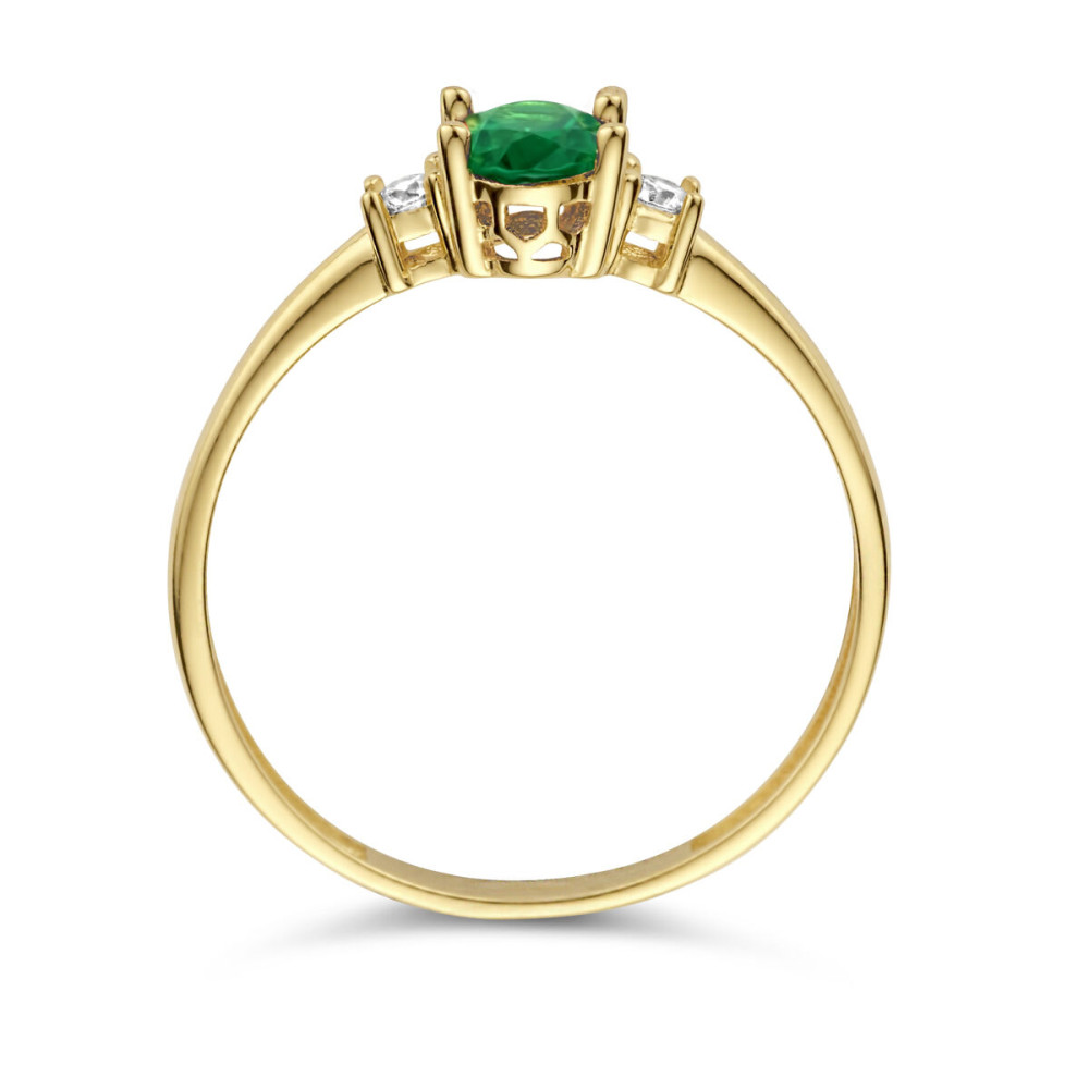 14-karaat-gouden-solitair-ring-met-groene-zirkonia-en-zijstenen