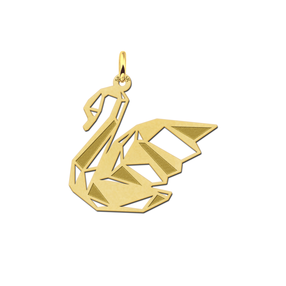 14-karaat-gouden-geometrische-zwaan-hanger