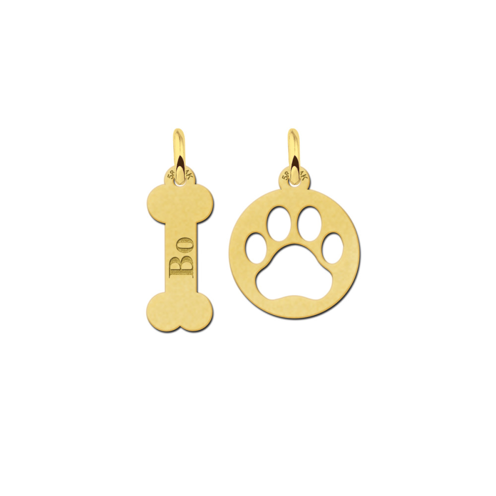 14-karaat-gouden-hanger-met-bot-en-pootafdruk-hoogte-17-mm-graveerbaar