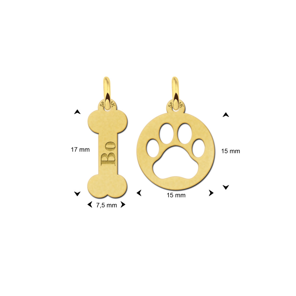 14-karaat-gouden-hanger-met-bot-en-pootafdruk-hoogte-17-mm-graveerbaar
