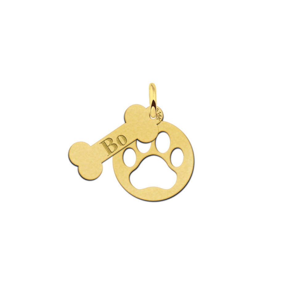 14-karaat-gouden-hanger-met-bot-en-pootafdruk-hoogte-17-mm-graveerbaar