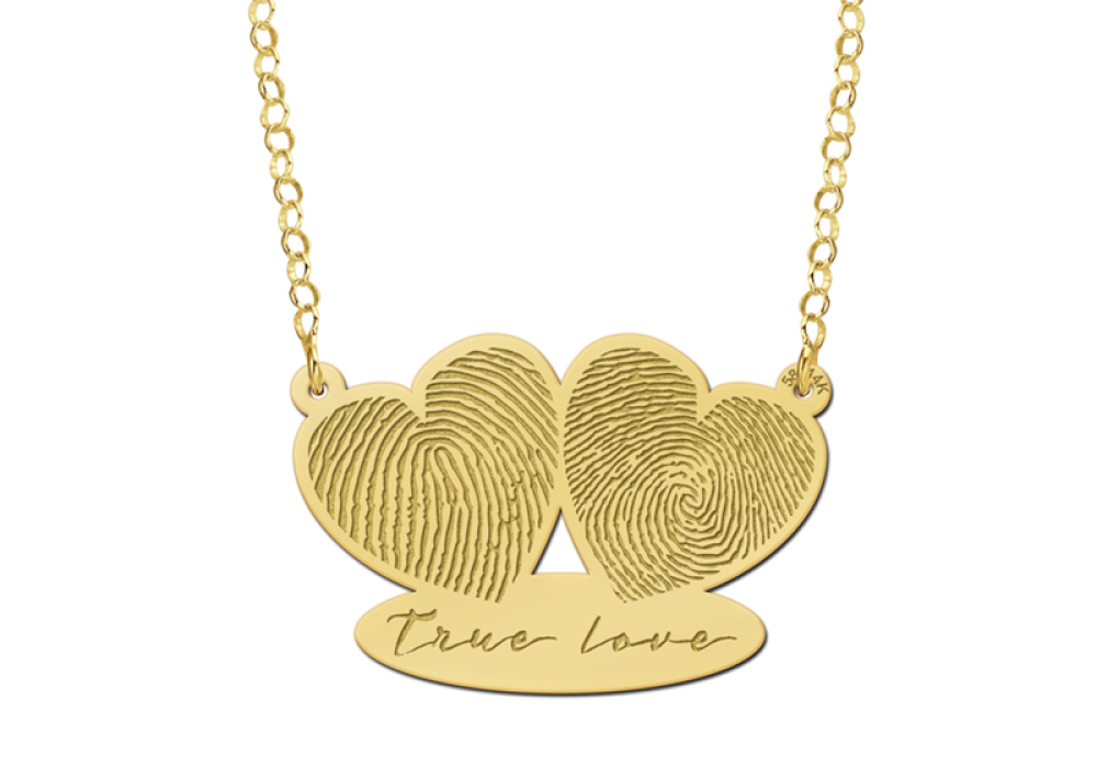 names4ever-gouden-hanger-met-twee-hartjes-vingerafdrukken-en-tekst-hoogte-29-mm