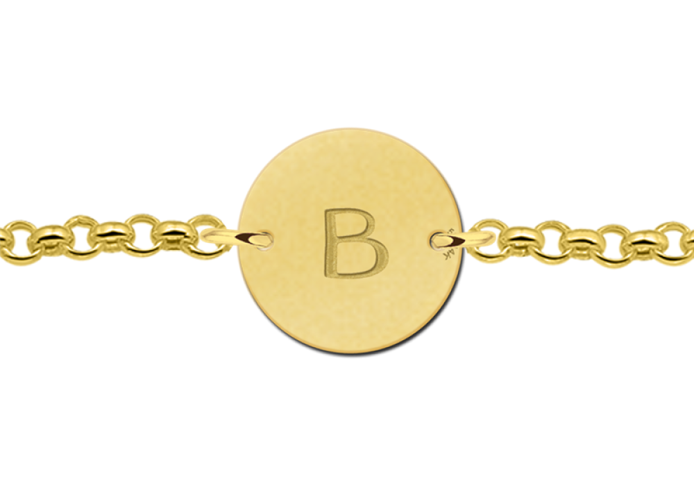 names4ever-mj010988-gouden-schakelarmband-met-ronde-hanger-en-gegraveerde-letter-b