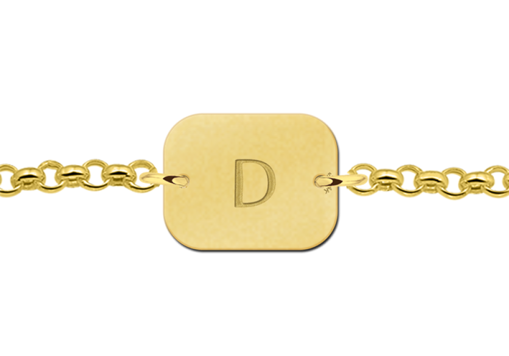names4ever-mj010990-gouden-schakelarmband-met-rechthoekige-hanger-en-gegraveerde-letter