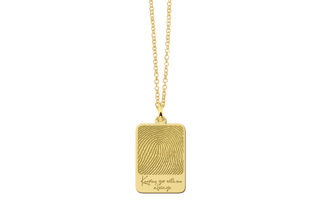 names4ever-rechthoekig-gouden-hanger-met-vingerafdruk-en-eigen-tekst-hoogte-16-mm