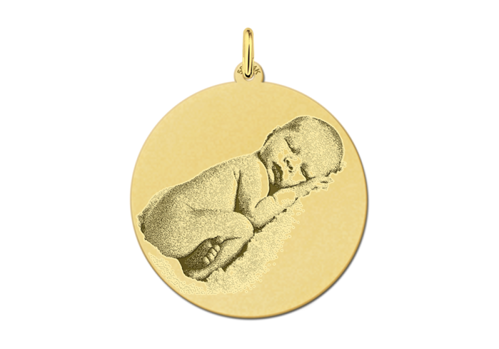 names4ever-ronde-foto-hanger-van-14-karaat-goud-30-mm