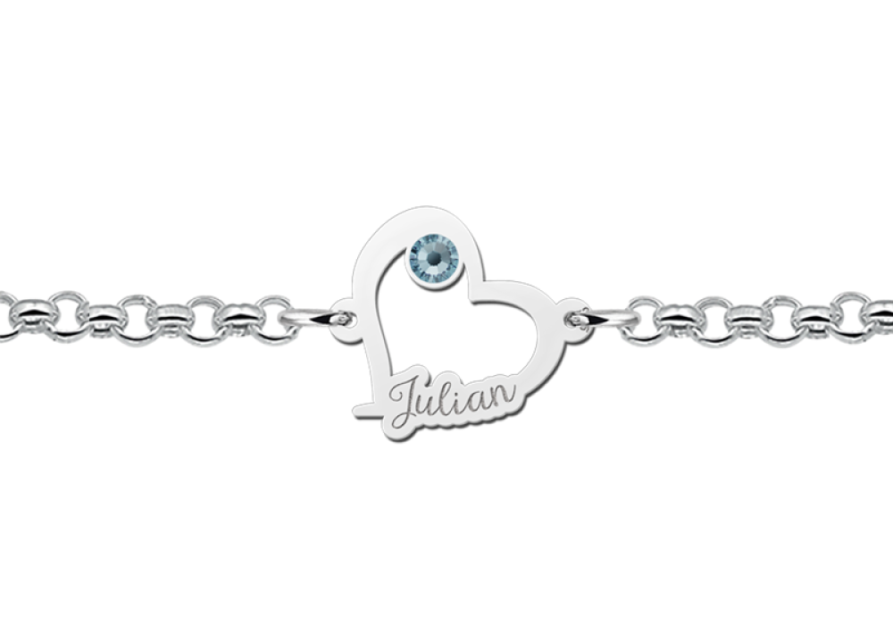 names4ever-mj016362-zilveren-hartjes-armband-met-blauwe-geboortesteen-en-gravure-optie