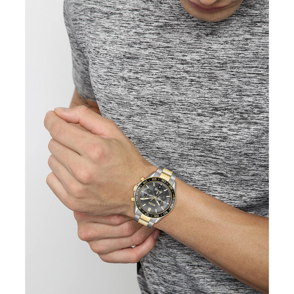 boss-runner-hb1514144-bicolor-herenhorloge-met-grijze-wijzerplaat-en-chronograaf-diameter-43-mm