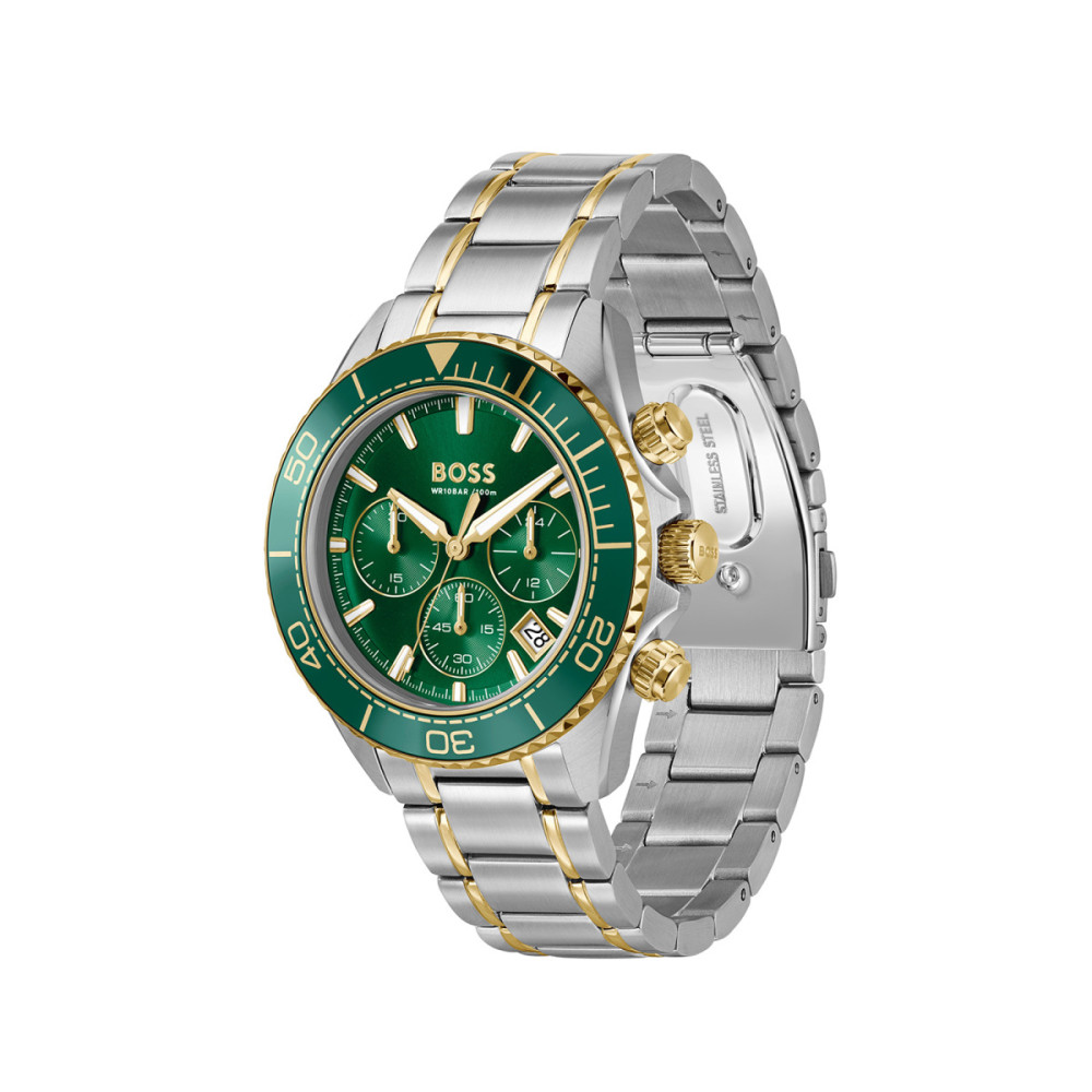 boss-sealiner-hb1514325-herenhorloge-bicolor-kast-groene-wijzerplaat-o-44-mm