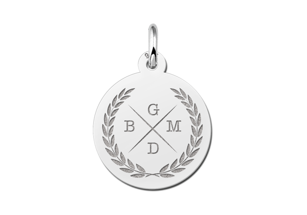 names4ever-zilveren-ronde-hanger-met-krans-en-4-initialen-diameter-15-mm
