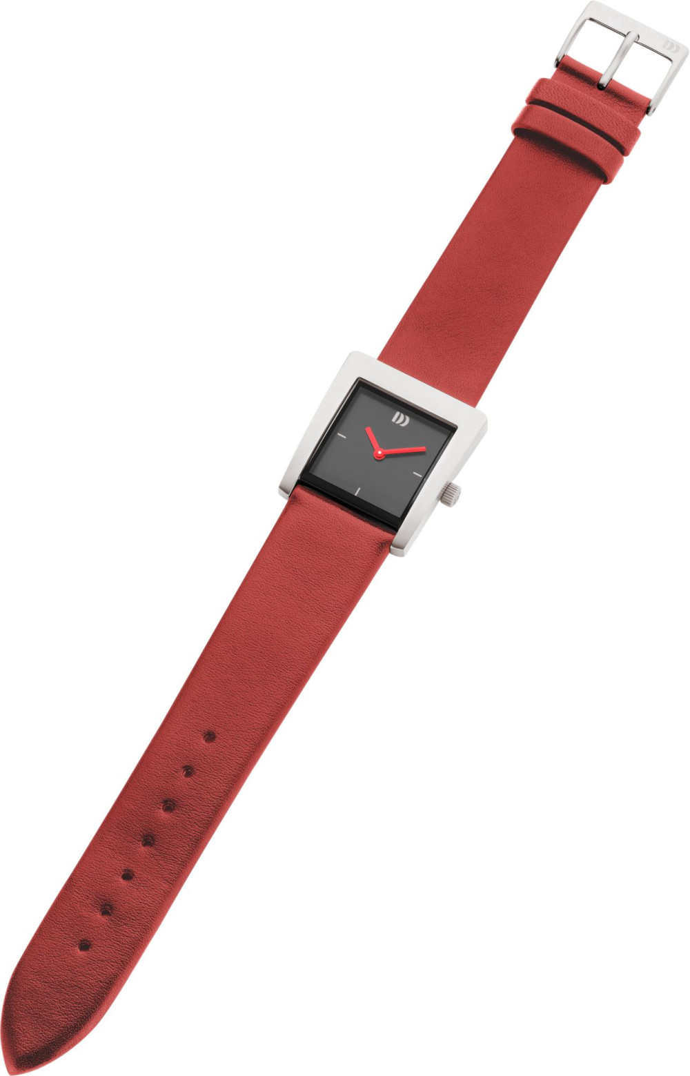 danish-design-broen-iv41q1257-dameshorloge-staal-leer-zilverkleurig-zwart-rood-27-mm