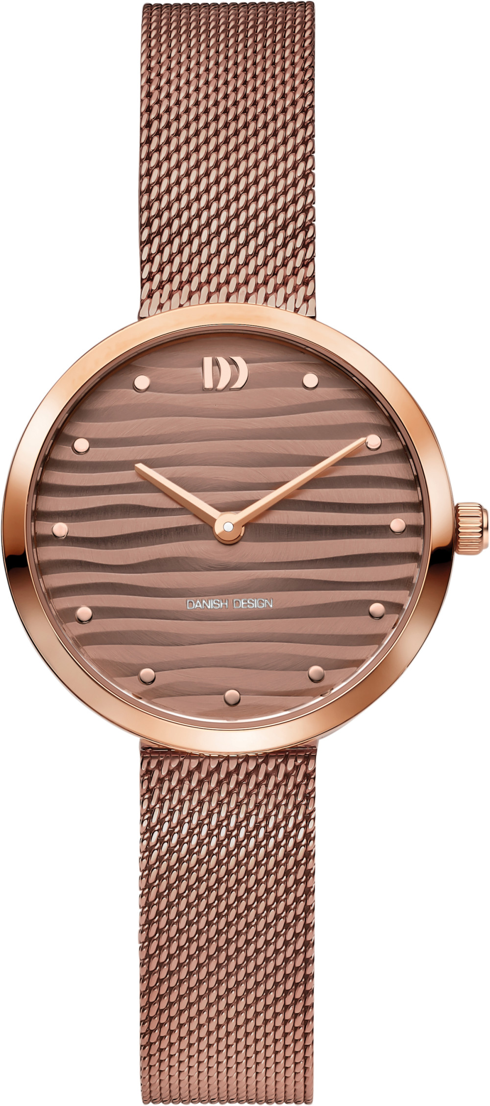 danish-design-pure-amelia-ripple-iv69q1307-dameshorloge-bruin-rosegoudkleurige-mesh-band-30-mm