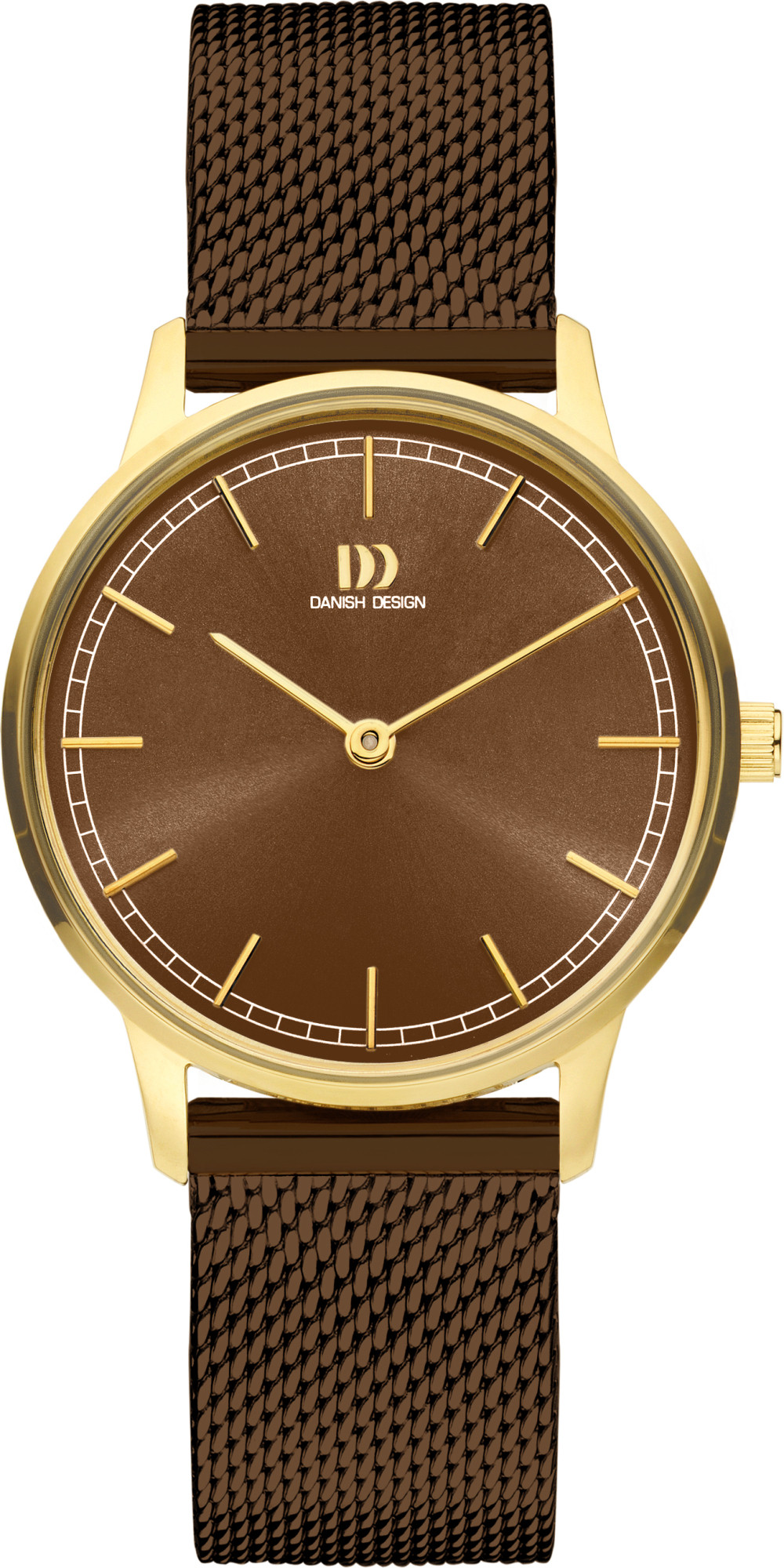 danish-design-tidlos-vigelso-mesh-iv74q1249-dameshorloge-staal-goudkleurig-bruin-32-mm